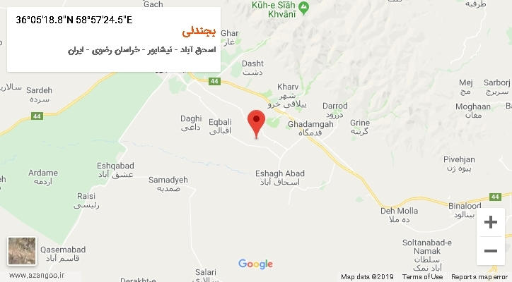 روستای بجندلی بر روی نقشه