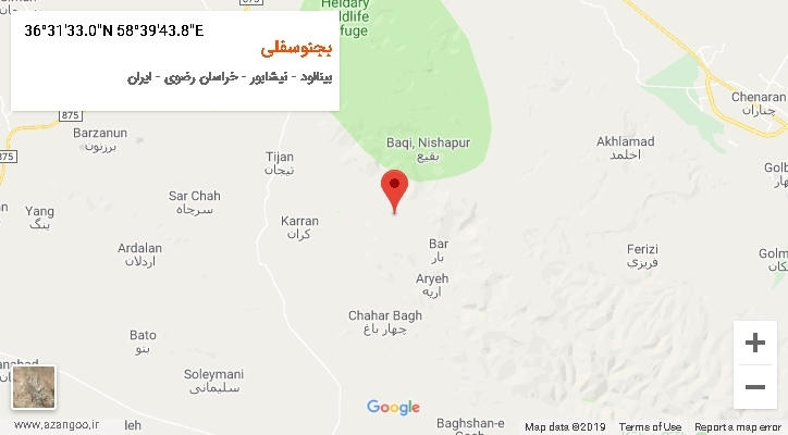 روستای بجنوسفلی بر روی نقشه