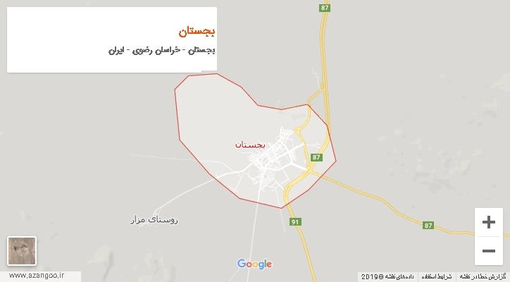 دهستان بجستان بر روی نقشه