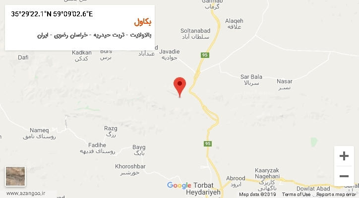 روستای بکاول بر روی نقشه