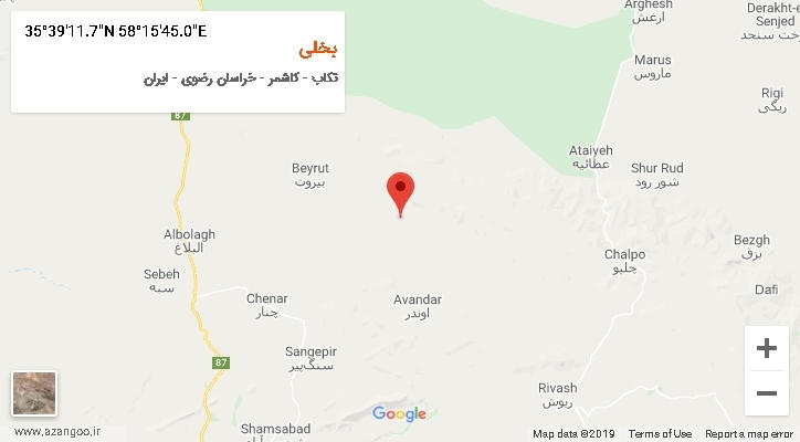 روستای بخلی بر روی نقشه