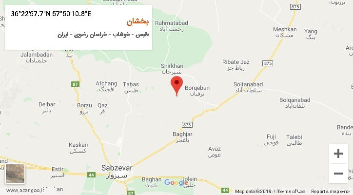 روستای بخشان بر روی نقشه