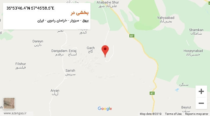 روستای بخشی در بر روی نقشه