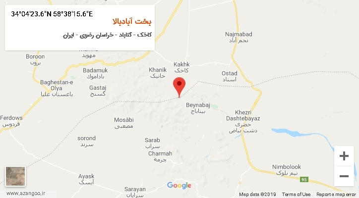 روستای بخت آبادبالا بر روی نقشه
