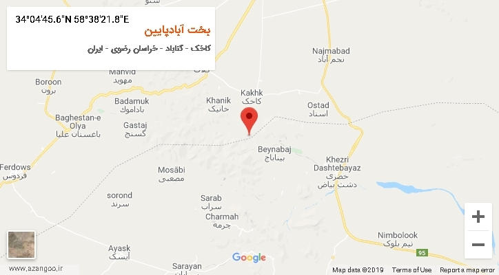 روستای بخت آبادپایین بر روی نقشه