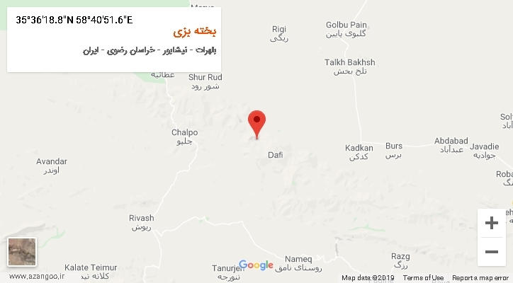 روستای بخته بزی بر روی نقشه