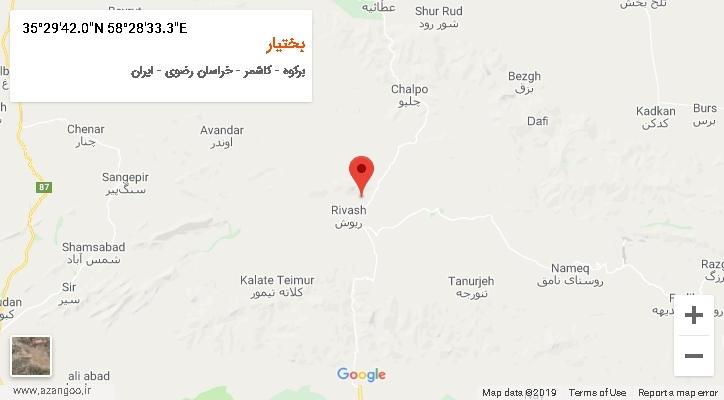 روستای بختیار بر روی نقشه