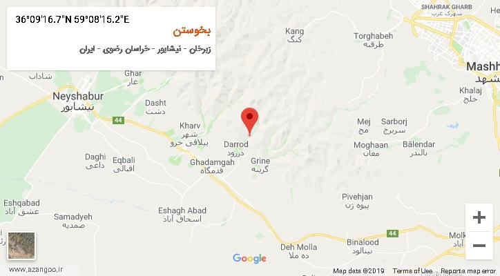 روستای بخوستن بر روی نقشه