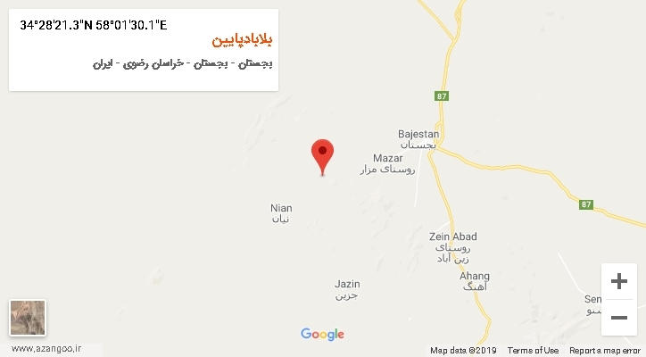 روستای بلابادپایین بر روی نقشه