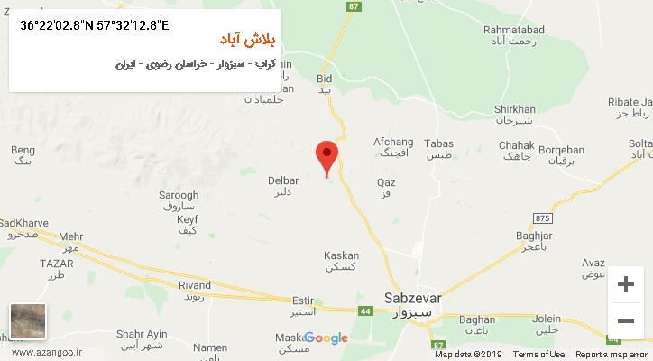 روستای بلاش آباد بر روی نقشه