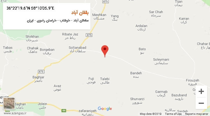 روستای بلقان آباد بر روی نقشه
