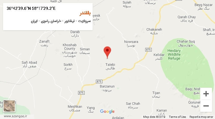 روستای بلقندر بر روی نقشه