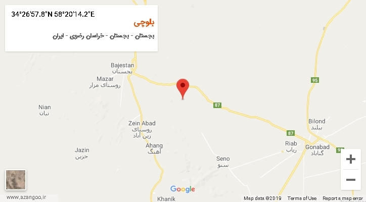 روستای بلوچی بر روی نقشه