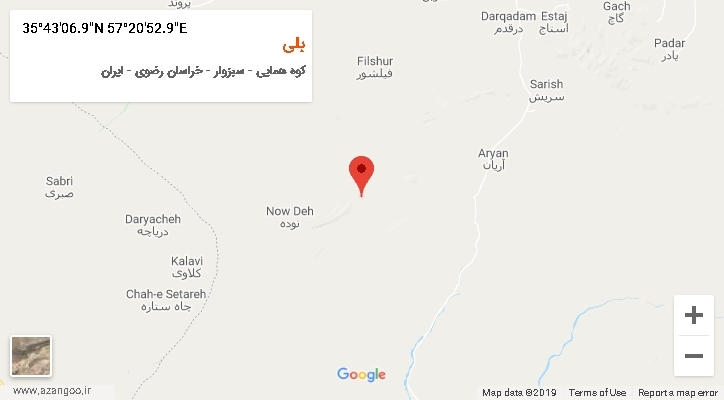 روستای بلی بر روی نقشه