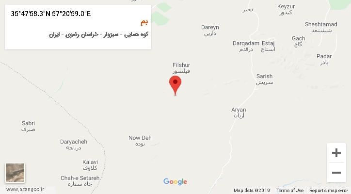 روستای بم بر روی نقشه