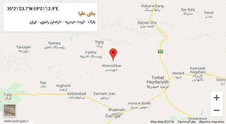 روستای بنای علیا بر روی نقشه