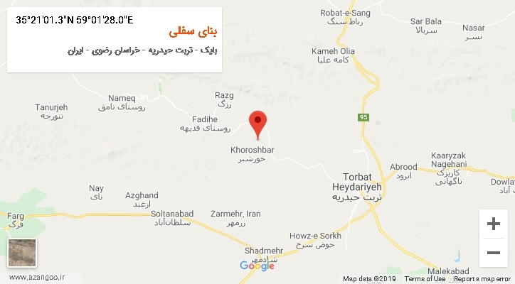 روستای بنای سفلی بر روی نقشه