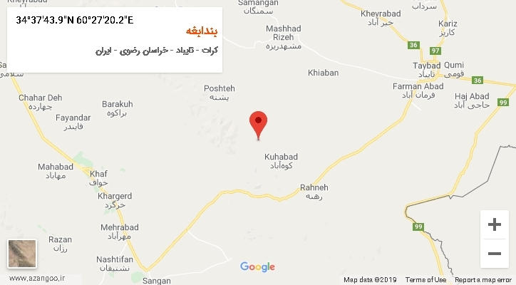 روستای بندابغه بر روی نقشه