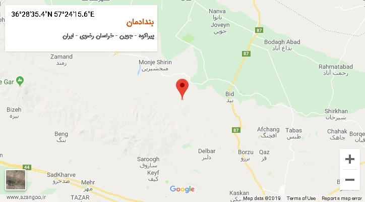 روستای بندادمان بر روی نقشه