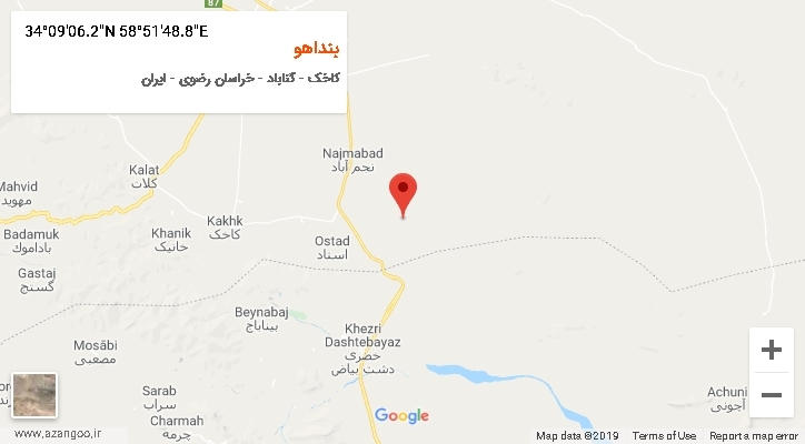 روستای بنداهو بر روی نقشه