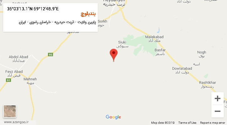 روستای بندبلوچ بر روی نقشه