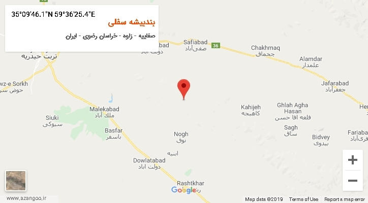 روستای بندبیشه سفلی بر روی نقشه