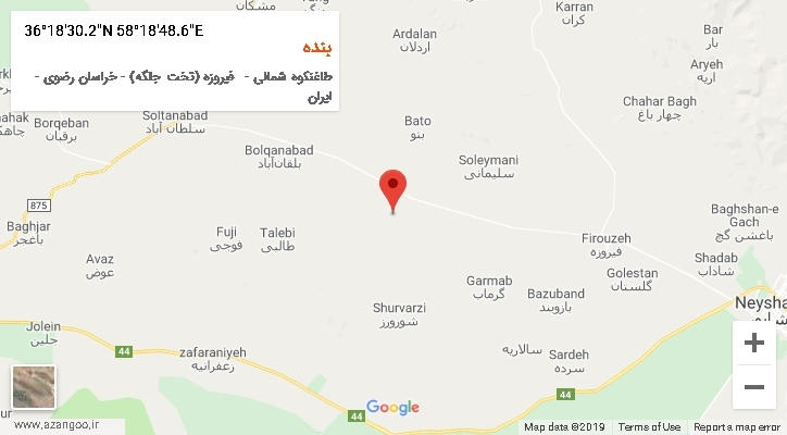 روستای بنده بر روی نقشه