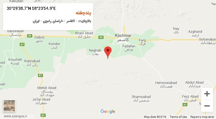 روستای بندجغنه بر روی نقشه