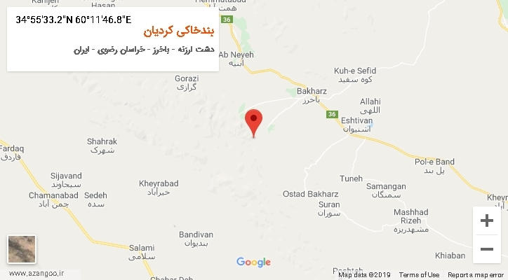 روستای بندخاکی کردیان بر روی نقشه