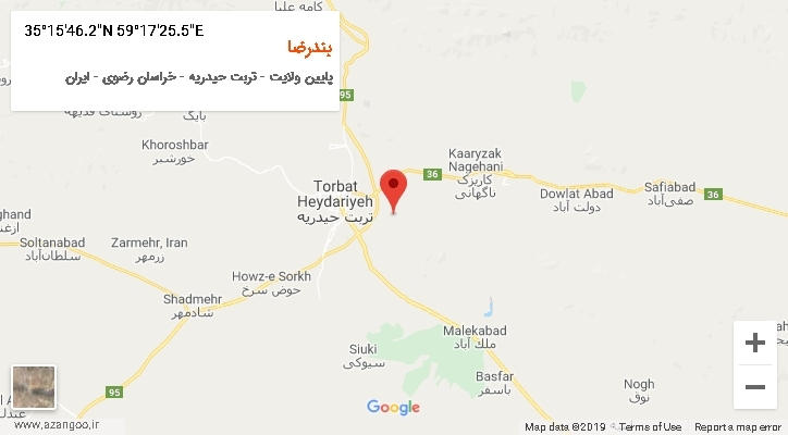 روستای بندرضا بر روی نقشه