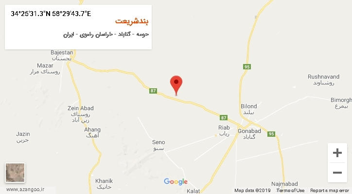 روستای بندشریعت بر روی نقشه