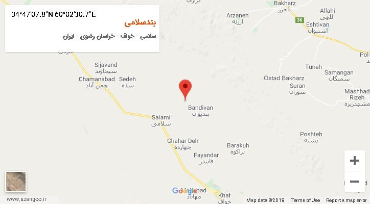 روستای بندسلامی بر روی نقشه