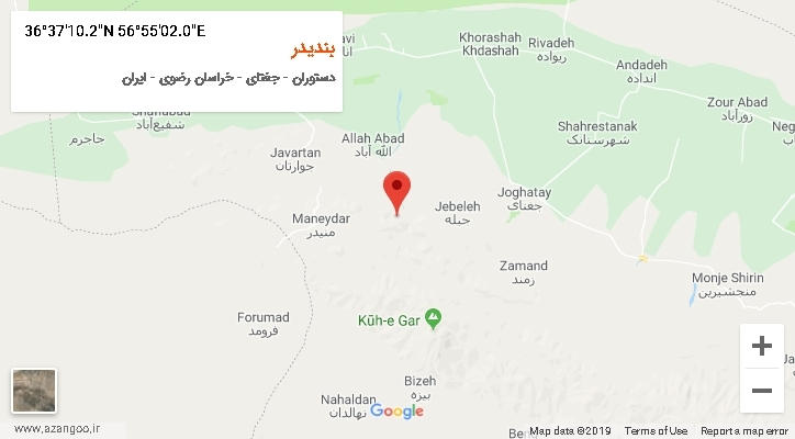 روستای بندیدر بر روی نقشه