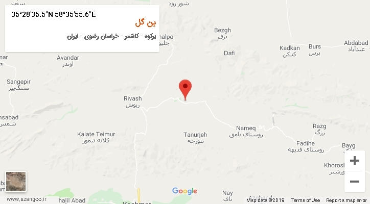 روستای بن گل بر روی نقشه
