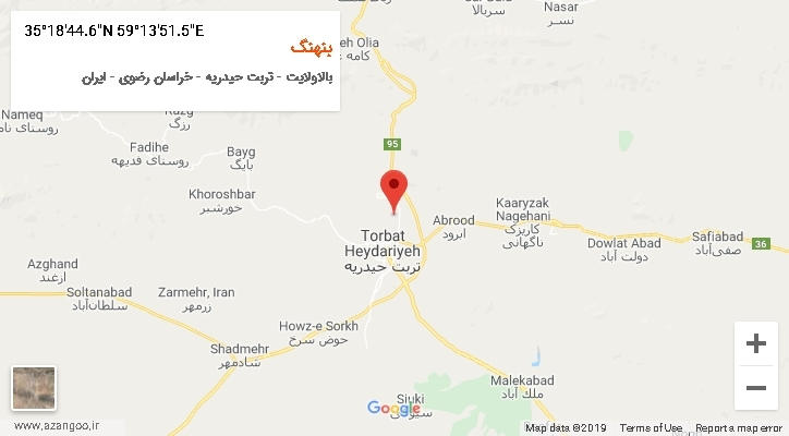 روستای بنهنگ بر روی نقشه