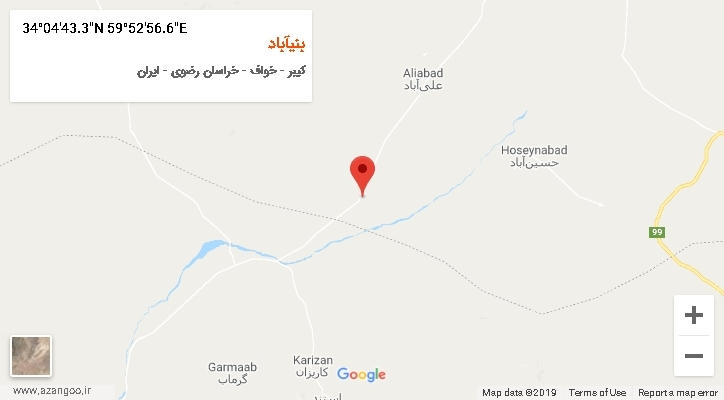 روستای بنیآباد بر روی نقشه