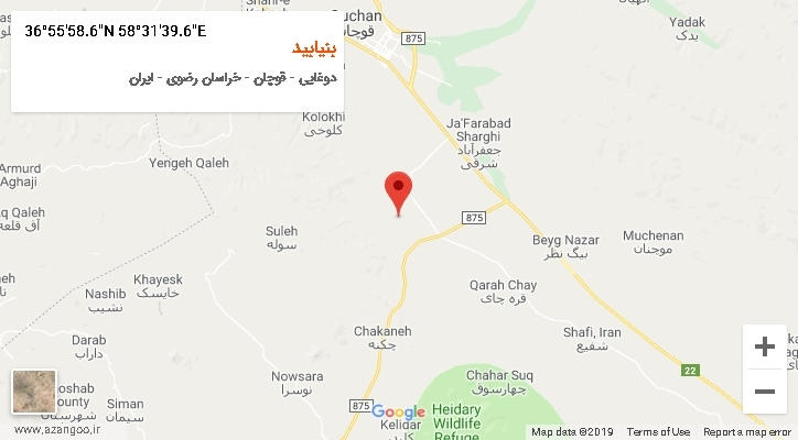 روستای بنیابید بر روی نقشه