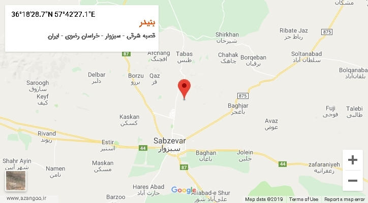روستای بنیدر بر روی نقشه