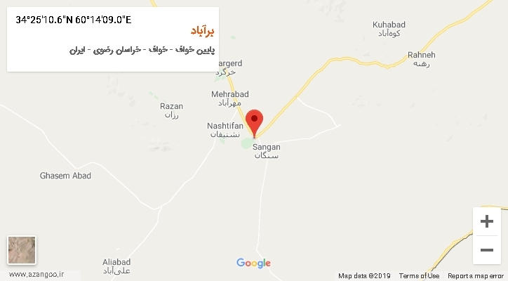 روستای برآباد بر روی نقشه