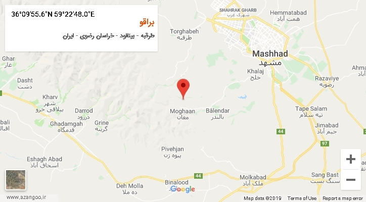 روستای براقو بر روی نقشه