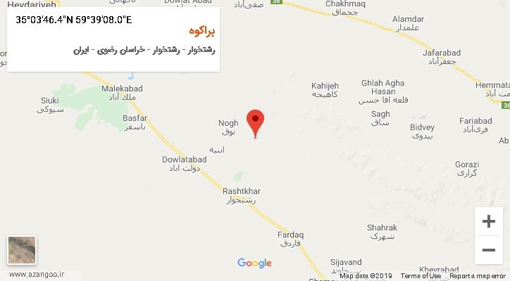 روستای براکوه بر روی نقشه