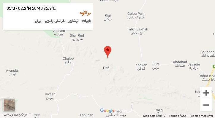 روستای براکوه بر روی نقشه