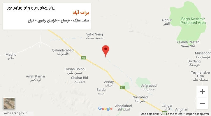 روستای برات آباد بر روی نقشه