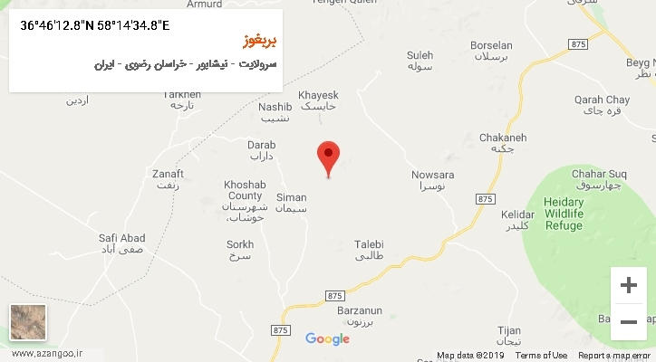 روستای بربغوز بر روی نقشه