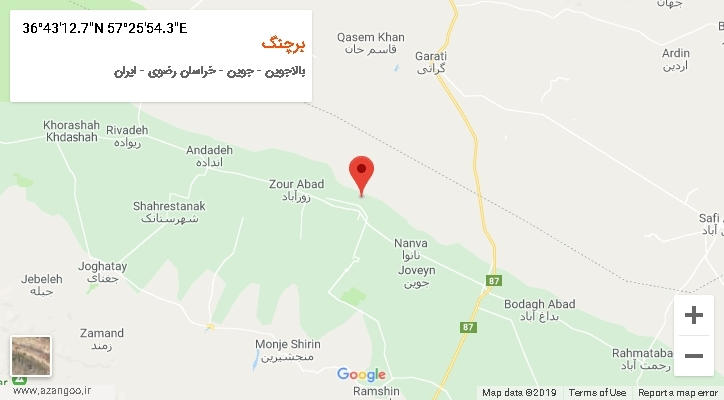 روستای برچنگ بر روی نقشه
