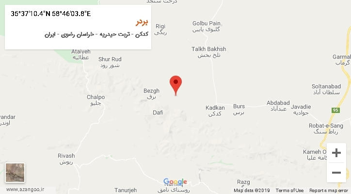 روستای بردر بر روی نقشه
