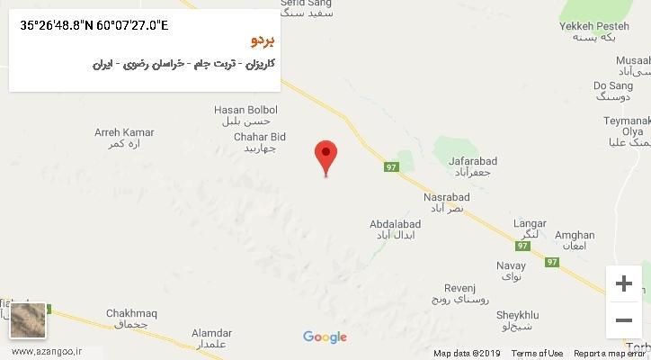 روستای بردو بر روی نقشه