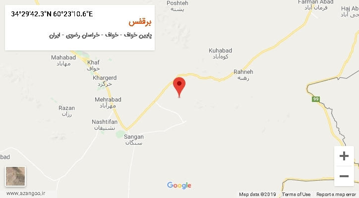 روستای برقفس بر روی نقشه