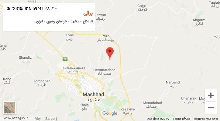 روستای برقی بر روی نقشه