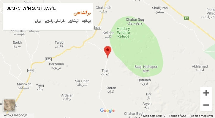 روستای برگشاهی بر روی نقشه